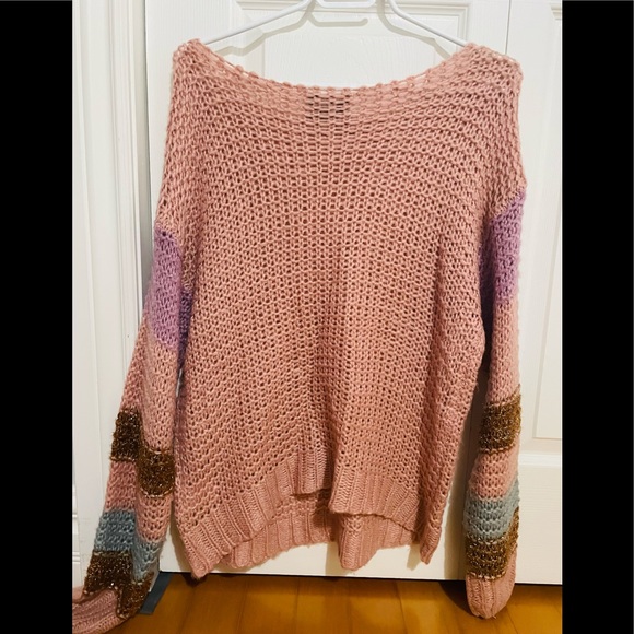 Anthropologie Heartloom Metallic Striped Sweater - Picture 5 of 7